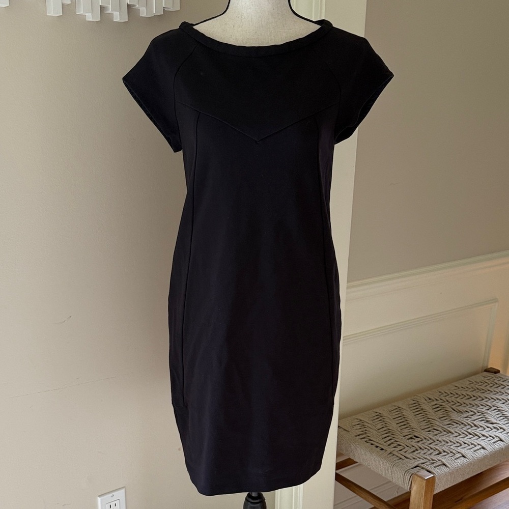 Marella Sport Navy Blue Ponte Knit Short Sleeve Sheath Dress Women's M